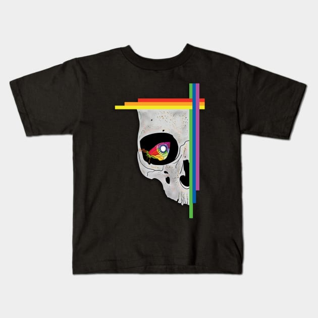 Butterfly in skull eye Kids T-Shirt by GalfiZsolt